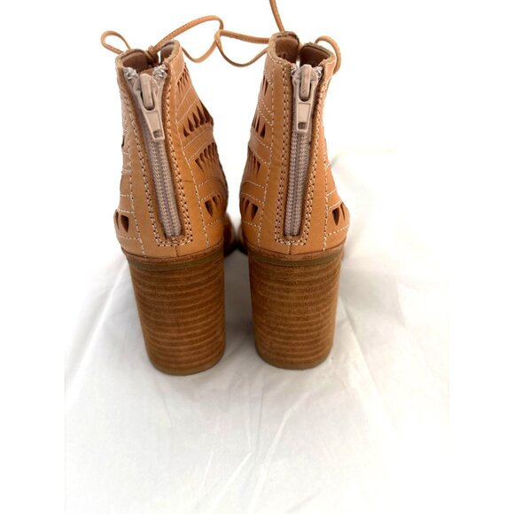 Jeffrey Campbell Block Heel 9 Cordillo Tan Cutout Lace-Up Sandal Coastal Cowgirl - Picture 7 of 12